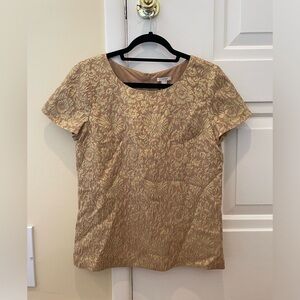 NWT J.Crew Gold Jacquard Short Sleeve Top